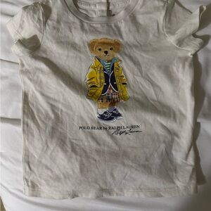 Ralph Lauren Kids White Tee with Polo Bear in Yellow Jacket